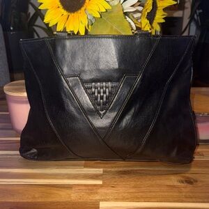Chic Black Leather Tote Bag